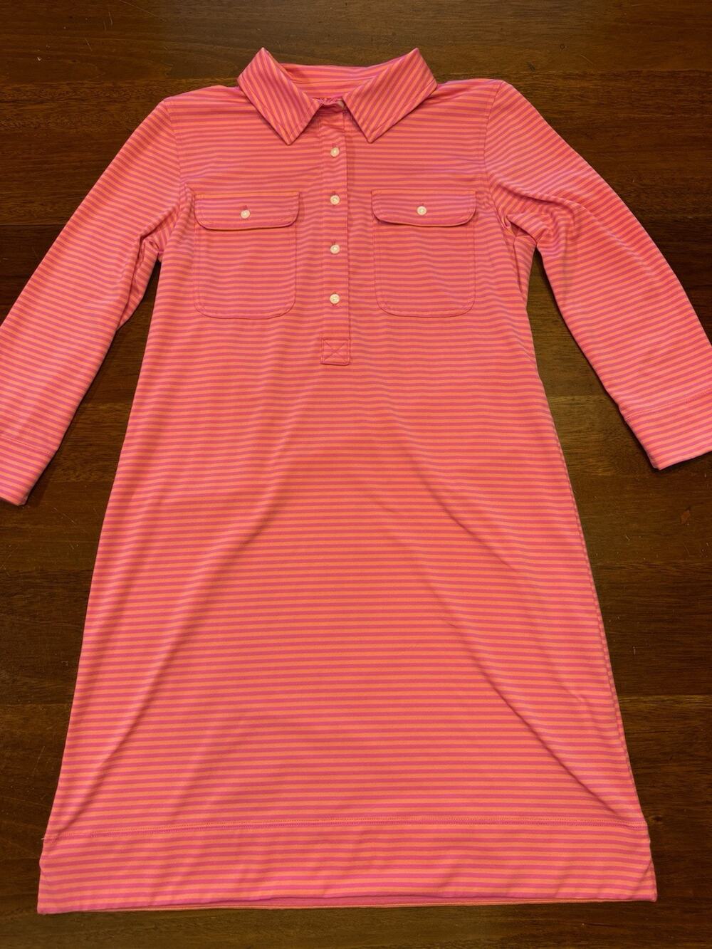 Vineyard Vines Sankaty Dress Pink Orange Stripe Small